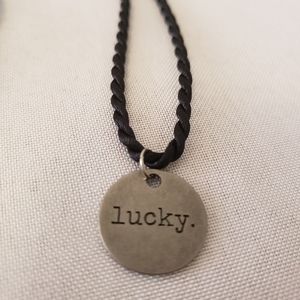 'Lucky' stainless steel charm necklace 18"